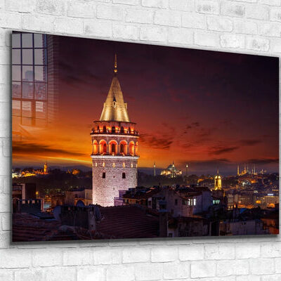 Galata Tower Istanbul Print Tempered Glass Wall Art 100% Made in Australia Ready to Hang