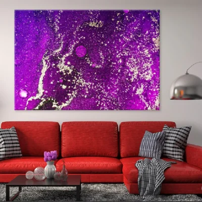 Dark Purple & Gold Abstract Design Print 100% Australian Made