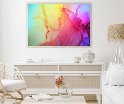 Pink Yellow & Blue Abstract Design Home Decor Premium Quality Poster Print Choose Your Sizes