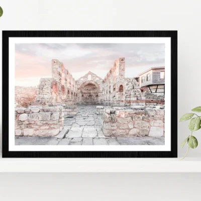 Ancient Building Faded View Photograph Glass Framed Wall Art, Ready to Hang Quality Print