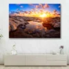Bella Home Rocks with Sun & Cloudy Sky Sunset Print Canvas Ready to hang