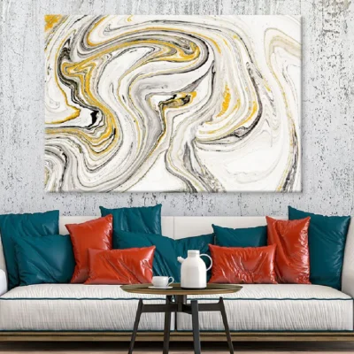 White & Black Gold Lines Abstract Design Print 100% Australian Made