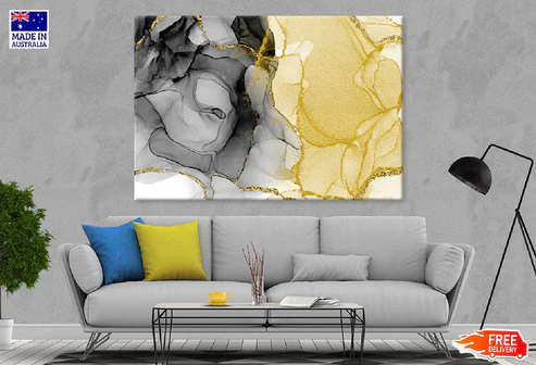 Golden Yellow Watercolor Abstract Design Print 100% Australian Made