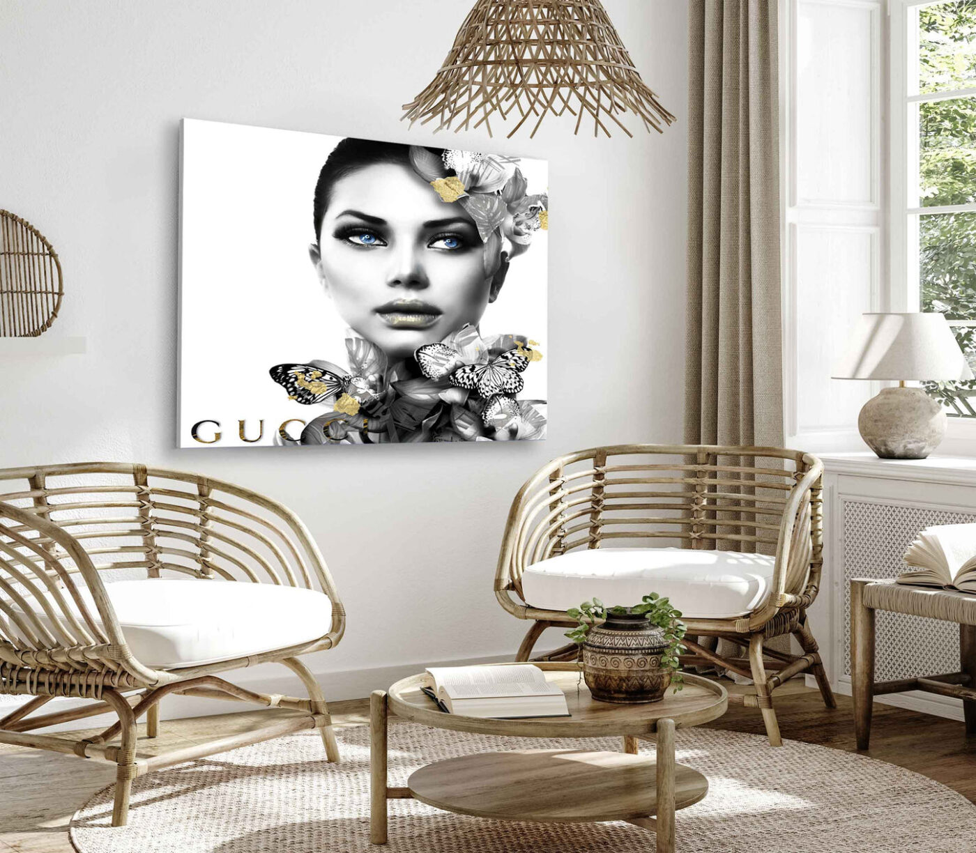 Bella Home Black and White Fashion Girl  Print Canvas Ready to hang - Image 2