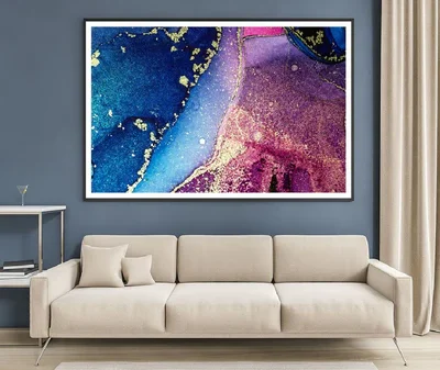 Dark Blue & Pink Gold Abstract Design Home Decor Premium Quality Poster Print Choose Your Sizes