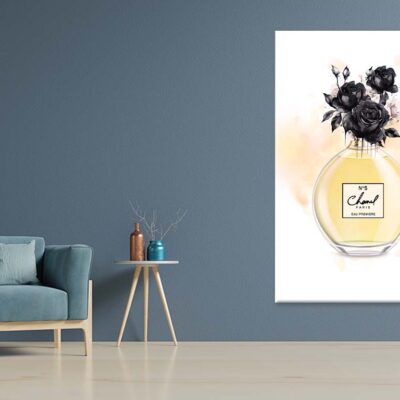 Fashion Yellow Perfume with Black Flowers Print 100% Australian Made