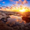 Bella Home Rocks with Sun & Cloudy Sky Sunset Print Canvas Ready to hang - Image 3