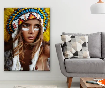 Female Portrait Tribal War Feather Headdress Photograph Print 100% Australian Made