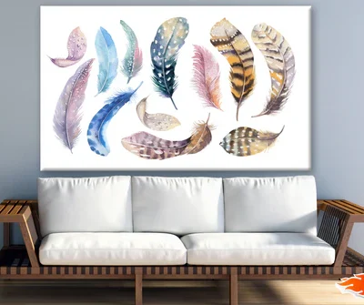 Hand Drawn Watercolor Vibrant Feather Boho Style Painting Print 100% Australian Made