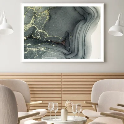 Black White & Gold Abstract Art Home Decor Premium Quality Poster Print Choose Your Sizes