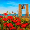 Poppies Near The Sea & Bell At Sunset Painting Glass Framed Wall Art, Ready to Hang Quality Print - Image 2