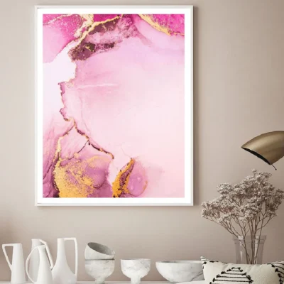 Pink & Gold Marble Abstract Design Home Decor Premium Quality Poster Print Choose Your Sizes