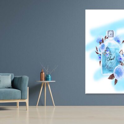 Blue Colored Fashion Perfume Bottle with Flowers Print 100% Australian Made