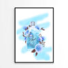 Blue Colored Fashion Perfume Bottle with Flowers Design Home Decor Premium Quality Poster Print Choose Your Sizes - Image 3