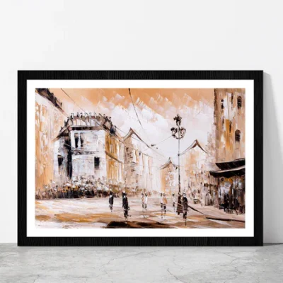 Street View Of Paris Glass Framed Wall Art, Ready to Hang Quality Print