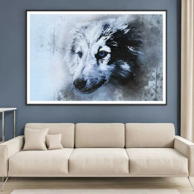 Blue Eyes Wolf Watercolor Painting Home Decor Premium Quality Poster Print Choose Your Sizes