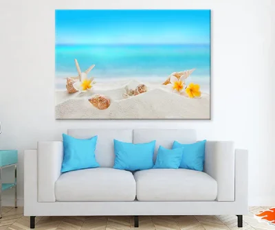 Conch Shell & Flower on Sea View Photograph Print 100% Australian Made