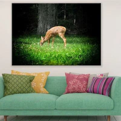 Deer in Flower Field Closeup Photograph Print 100% Australian Made