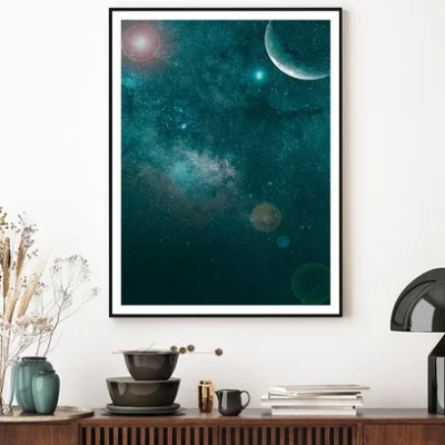 Milky Way Night Sky Clouds & Moon Home Decor Premium Quality Poster Print Choose Your Sizes