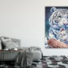 White Tiger Mom and Baby Watercolour Painting Print 100% Australian Made