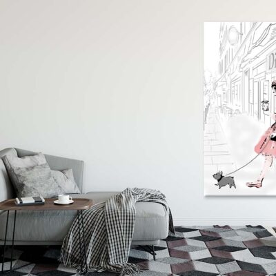 Pink Girl With her Puppy Fashion Art Print 100% Australian Made