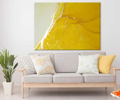 White & Yellow Abstract Design Print 100% Australian Made