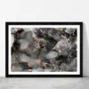 Alcohol Ink Grey & Gold Abstract Glass Framed Wall Art, Ready to Hang Quality Print
