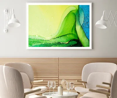 Yellow Green & Blue Abstract Art Home Decor Premium Quality Poster Print Choose Your Sizes