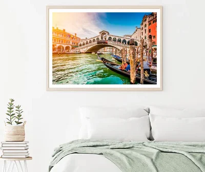 Rialto Bridge at Sunset in Venice, Italy Home Decor Premium Quality Poster Print Choose Your Sizes