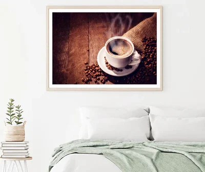 Cup Of Coffee with Steam Rising Out of It Home Decor Premium Quality Poster Print Choose Your Sizes