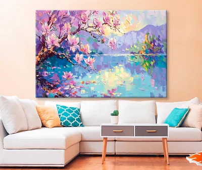 Watercolor Of Cherry Blossoms Landscape Wall Art Decor 100% Australian Made