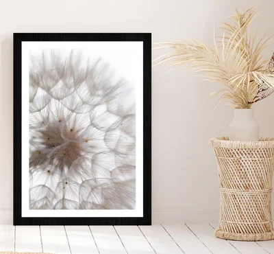 Dandelion Macro Flower Abstract Glass Framed Wall Art, Ready to Hang Quality Print