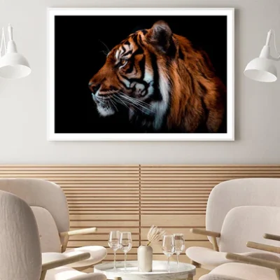View Of Sumatran Tiger Black Background Home Decor Premium Quality Poster Print Choose Your Sizes