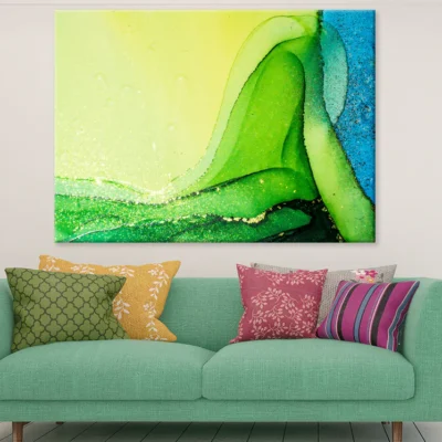 Yellow Green & Blue Abstract Art Print 100% Australian Made