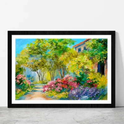 House In The Summer Forest Glass Framed Wall Art, Ready to Hang Quality Print