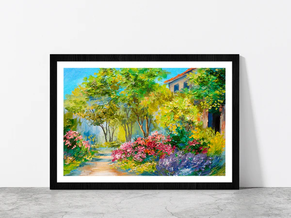 House In The Summer Forest Glass Framed Wall Art, Ready to Hang Quality Print