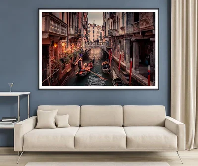 Canal With a Boat and Bridge View Home Decor Premium Quality Poster Print Choose Your Sizes