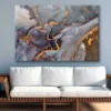 Bella Home Blue Brown & Gold Fluid Abstract Print Canvas Ready to hang