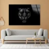 Black & White Beautiful Tiger on Black Acrylic Glass Print Tempered Glass Wall Art 100% Made in Australia Ready to Hang - Image 2