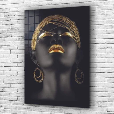 African Woman & Jewels Print Tempered Glass Wall Art 100% Made in Australia Ready to Hang