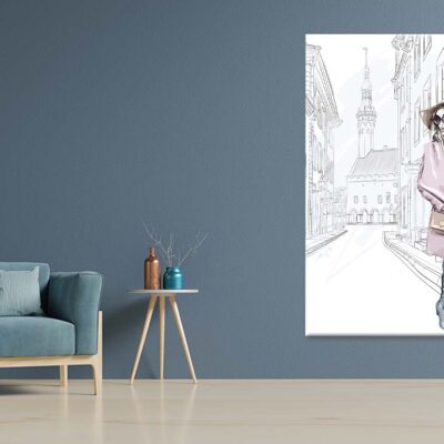 Pink Girl With Stylish Hat Print 100% Australian Made