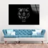 Black & White Beautiful Tiger on Black Acrylic Glass Print Tempered Glass Wall Art 100% Made in Australia Ready to Hang - Image 3