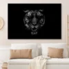 Black & White Beautiful Tiger on Black Wall Art Decor 100% Australian Made