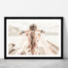 Fashion Girl in Boat Faded Photograph Glass Framed Wall Art, Ready to Hang Quality Print