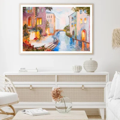 Oil Painting - Canal in Venice, Italy Home Decor Premium Quality Poster Print Choose Your Sizes
