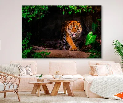 The Siberian Tiger & Forest View Wall Art Decor 100% Australian Made