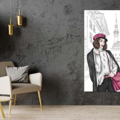 Black Modern Girl with Elegant Hand Bag Print 100% Australian Made