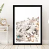 Sentorino Faded Houses View Photograph Glass Framed Wall Art, Ready to Hang Quality Print