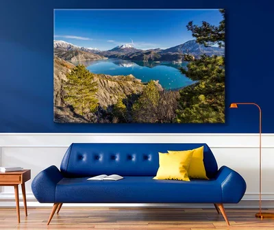 Bella Home Lake & Winter View From Hills Print Canvas Ready to hang