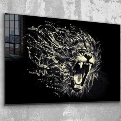 Lion Roaring Abstract Print Tempered Glass Wall Art 100% Made in Australia Ready to Hang